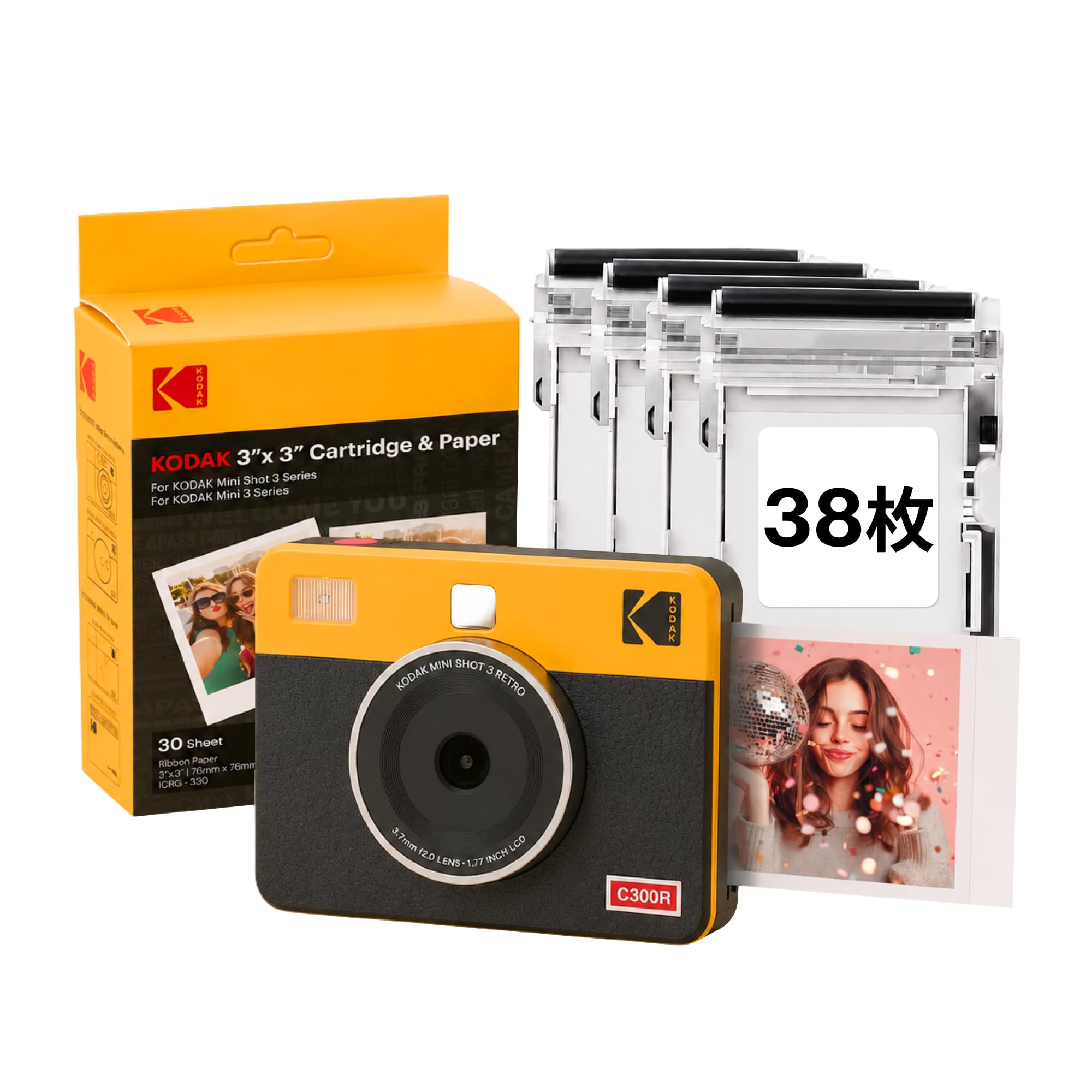 Amazon.co.jp: KODAK Mini Shot 3 Retro インスタントカメラ (7.6×7.6