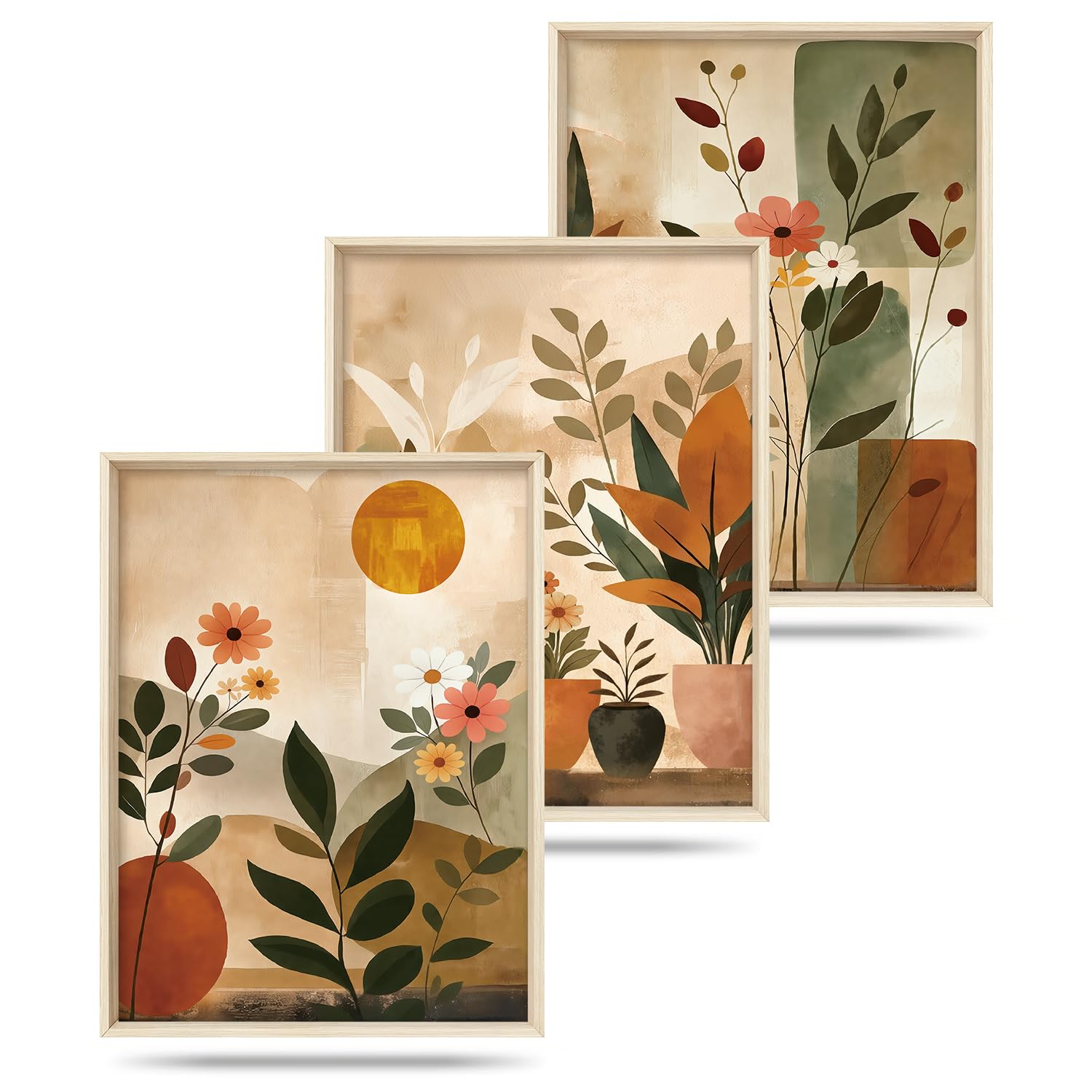 Décoration murale botanique HOURIA marron 30x40 cm pour cadre intérieur