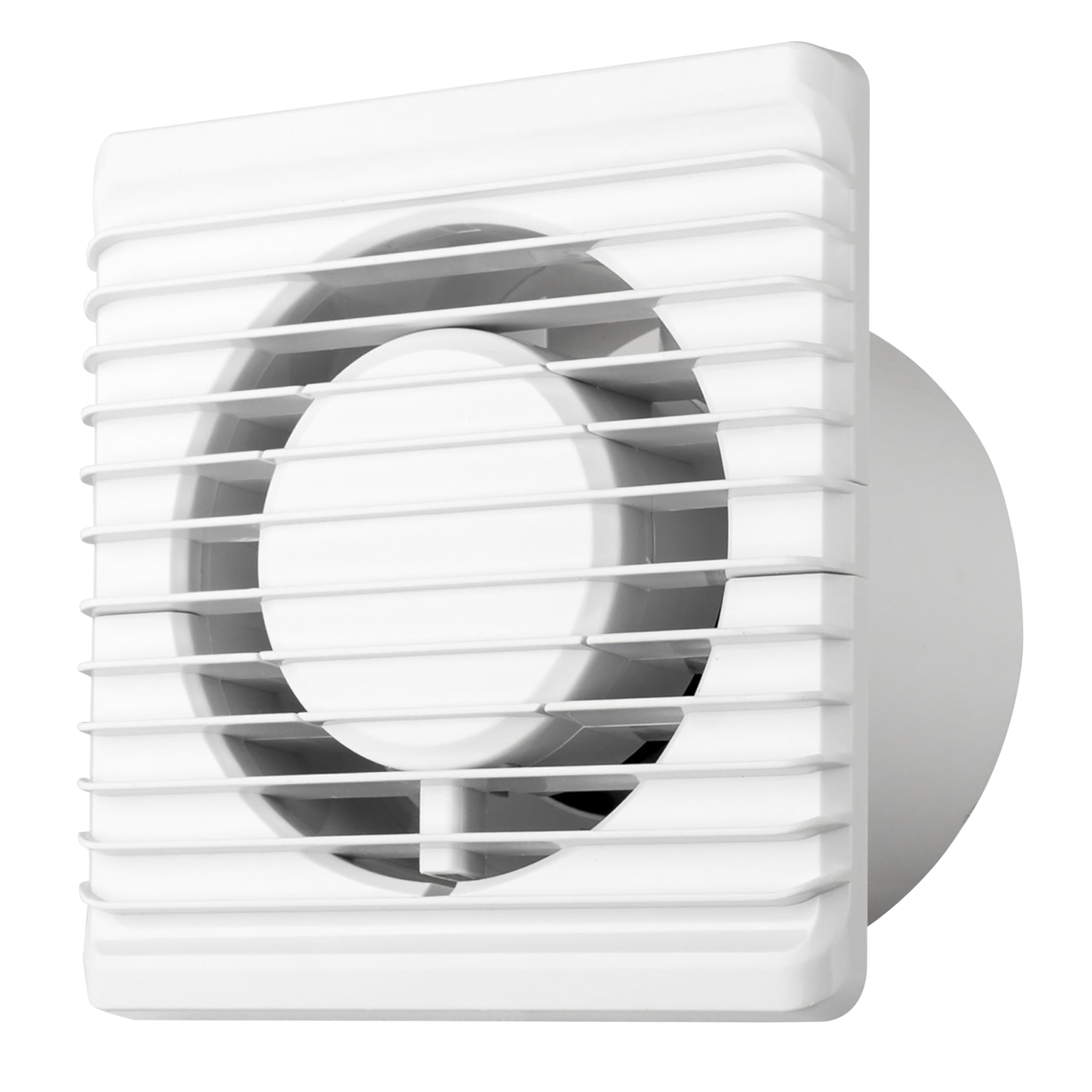 MKK Ventilateur de salle de bain - Ventilateur mural pour espace de vie, blanc, Ø 80 mm, silencieux, câble + interrupteur