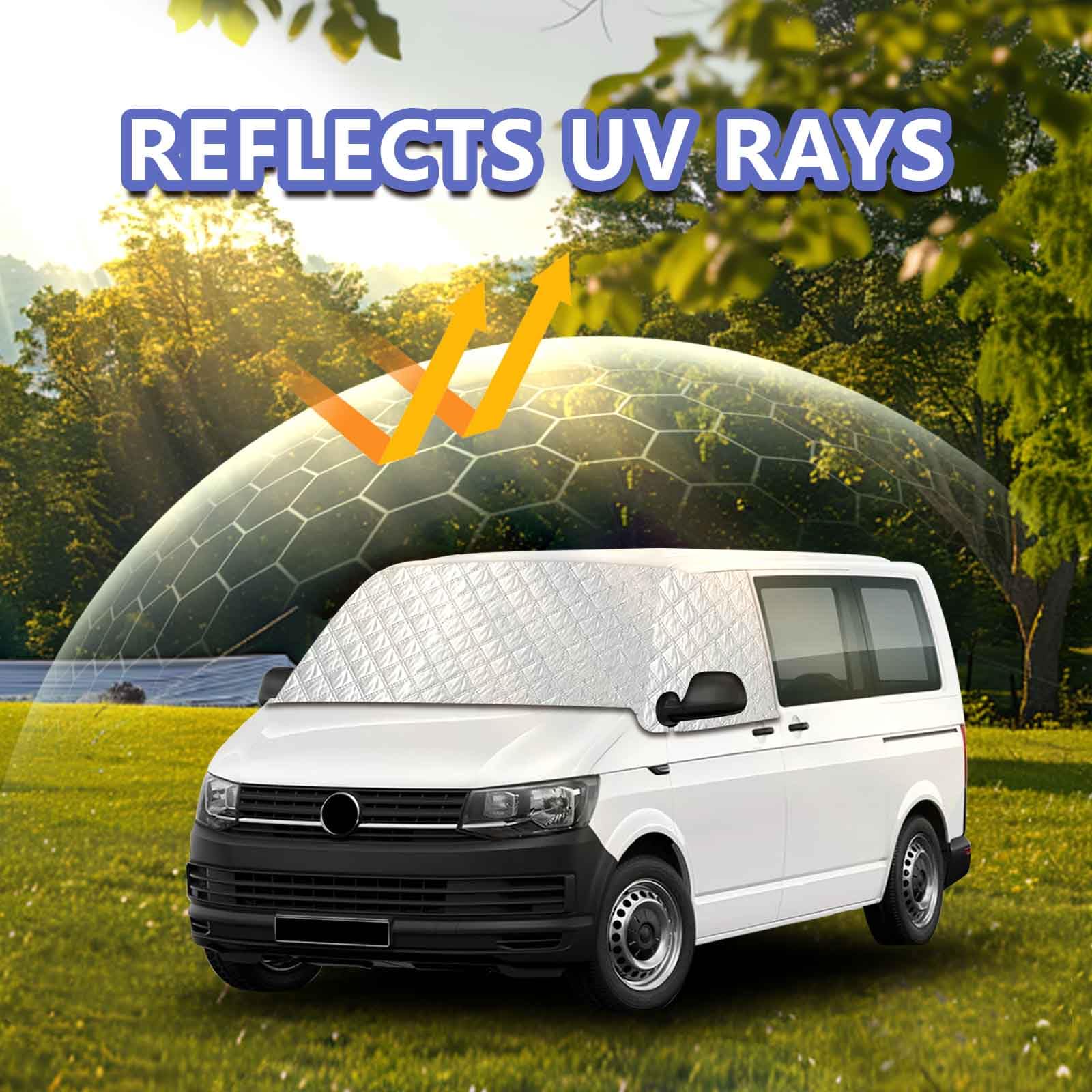 Scheibenabdeckung kompatibel mit VW T6/T6.1 Transporter Multivan California 4-Jahreszeiten Sonnenschutz Frostschutz Hitzeschutz UV Inkl. Tasche