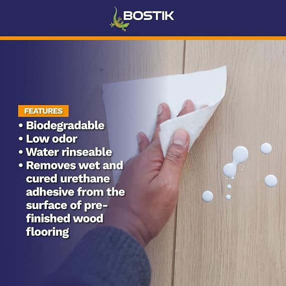 BOSTIK Ultimate 32fl/oz Adhesive Remover Low Odor, Biodegradable, Water-Rinseable Formula for Removing Wet & Cured Urethane Adhesive from Wood & Hard Surfaces | 1 Squeeze Bottle