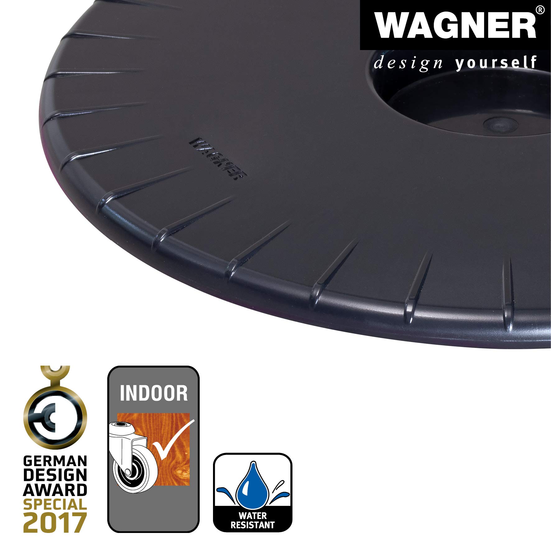 Wagner Carrello per Piante Flat 30 x 6 cm I Carrello per Fiori per Interni, Bianco I Portavaso Sottile in plastica ABS, Idrorepellente I Portata 80 kg - 20044701