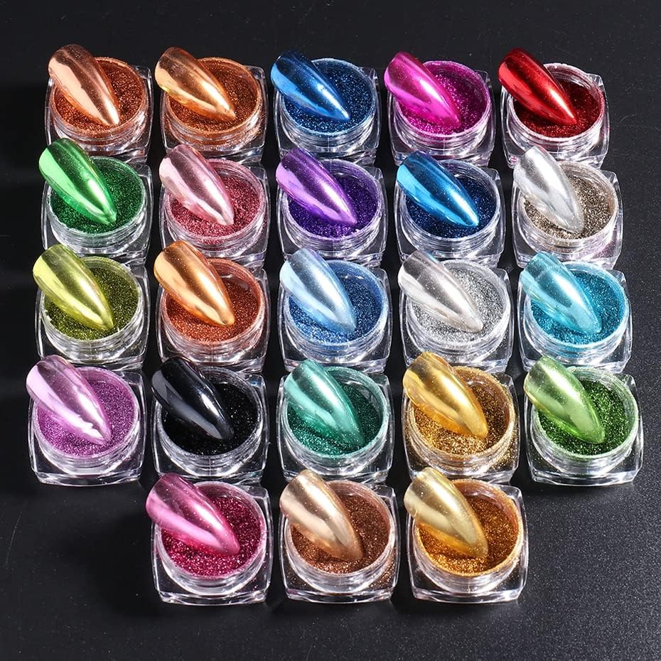 23 Box Mirror Nail Glitter Powder Set Metal Bubble Design Nail Chrome Pigment Rubbing Dust DIY Manicure Decoration Lamcb01-24-1