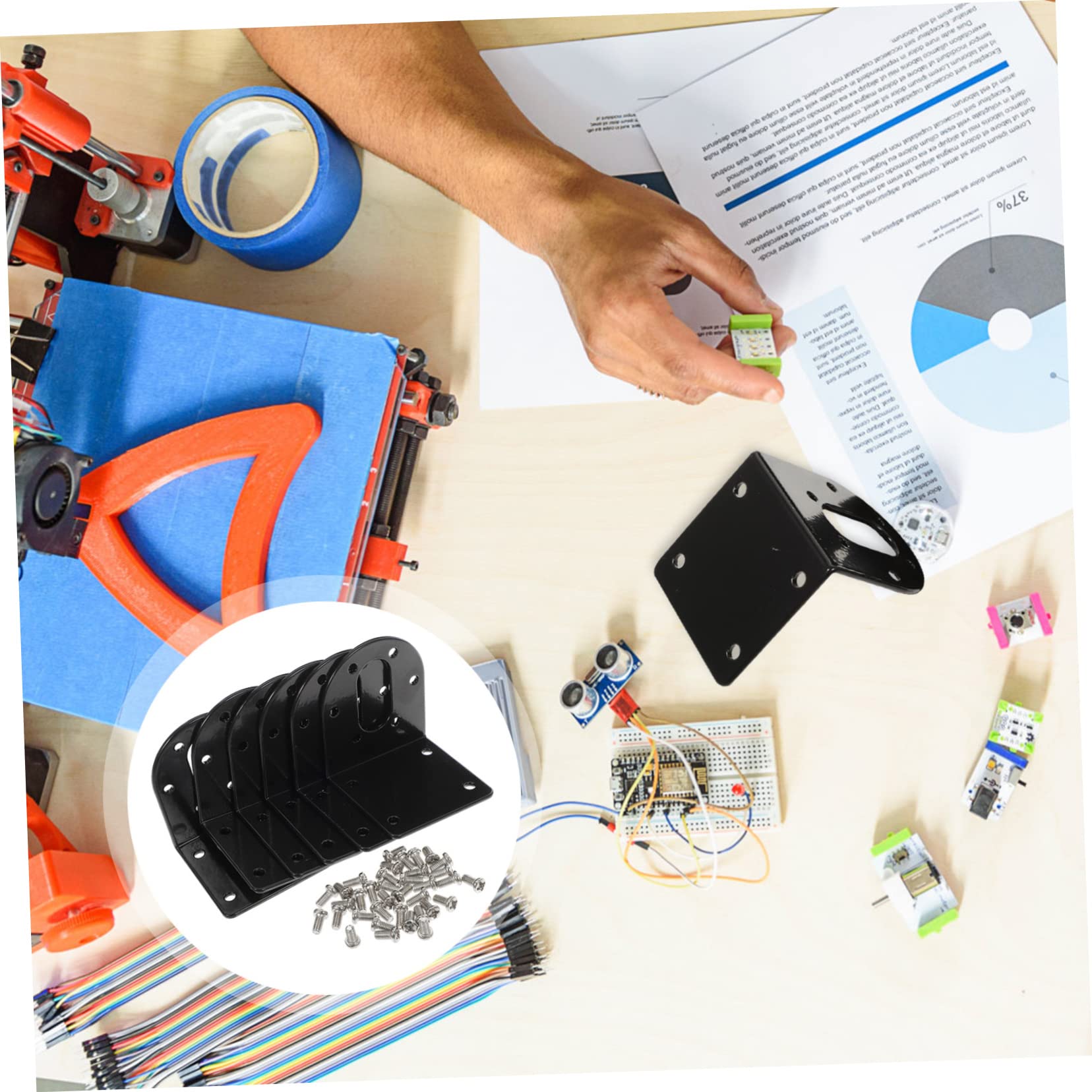 KONTONTY 6pcs Motor Bracket Base Motors Motor Mounting Base Small Electric Motor Dc Geared Motor Holder Motor Fixed Stand Motor Fixed Rack Dc Motor Gear Reduction Motor Bracket Black Iron