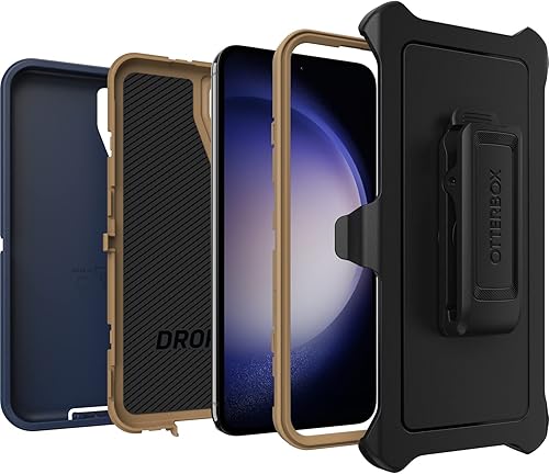 Miniatura 4 de OtterBox Funda Galaxy S23+ Defender Series - ZAPATOS DE ANTE AZUL (Azul), resistente y duradero, con protección de puerto, incluye soporte de clip