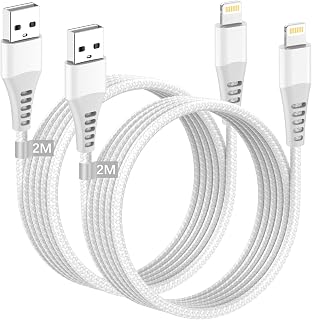 iPhone Charger Cable 2M 2Pack [MFi Certified], USB Lightning Cable 2M Nylon iPhone Cable Fast Charging iPhone Lightning Charger Cables Lead Wire for Apple iPhone 14 13 12 Pro Max XR XS 8 7 6 5 SE iPad