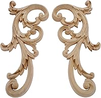 Vista 11 de MUXSAM 2 pares de apliques de madera tallada transparente, 7.9 x 3.5 in/7.87 x 3.54 pulgadas, adhesivo decorativo de excelente funiture para puerta