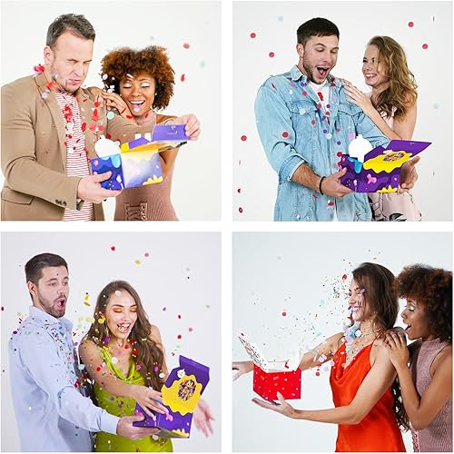 Miniatura 2 de FETTIPOP Caja de regalo DIY (morado premium), caja de regalo con confeti explosivo, feliz cumpleaños, caja de broma sorpresa desplegable de 7.2 x