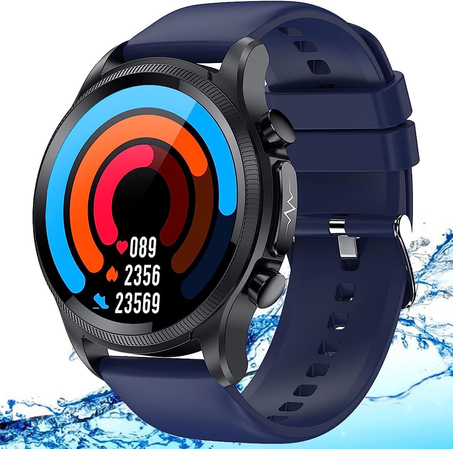 Hcosmy Smartwatch, Waterproof Ipx68 Smart Watch, Non Invasive Blood Glucose Smart Watch, Blood Sugar Monitor Watch, Glucose Monitor Smartwatch (B)