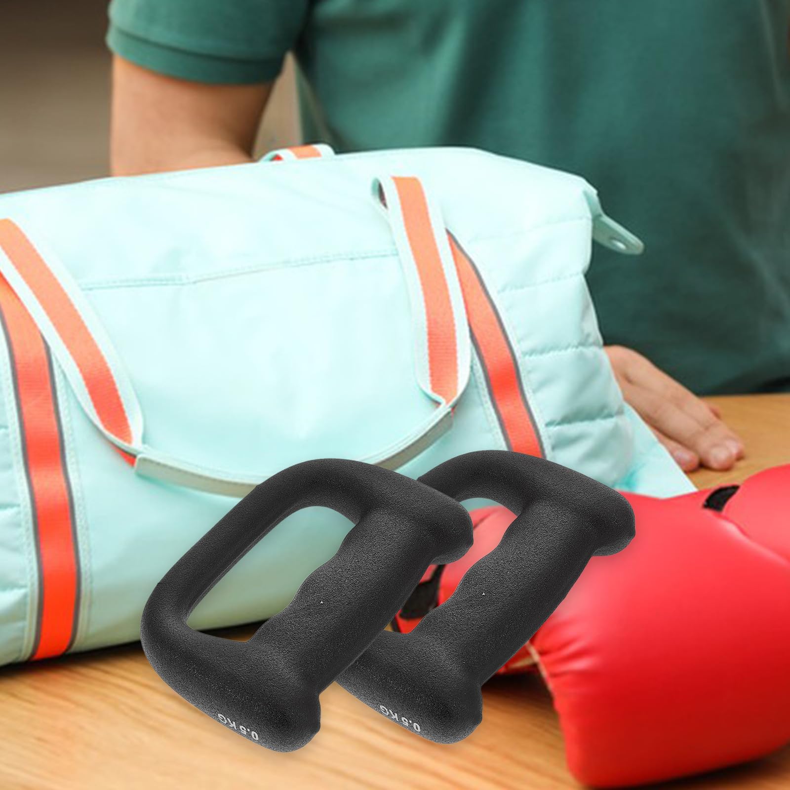 Manubri da Allenamento d 2 Pezzi in Plastica Nero 0, 5 Kg