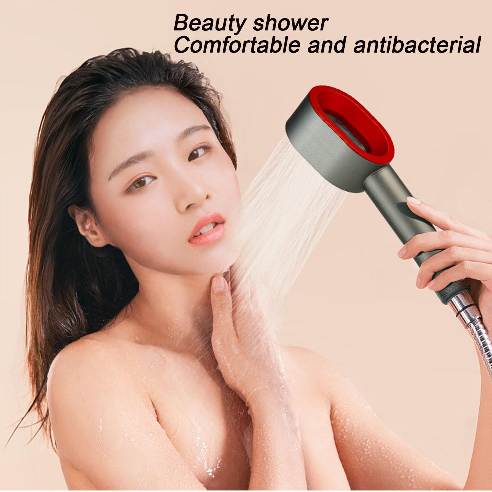 3-in-1 Duschkopf mit Filter, Hochdruck-Massagebrause für hartes Wasser (Rosa)