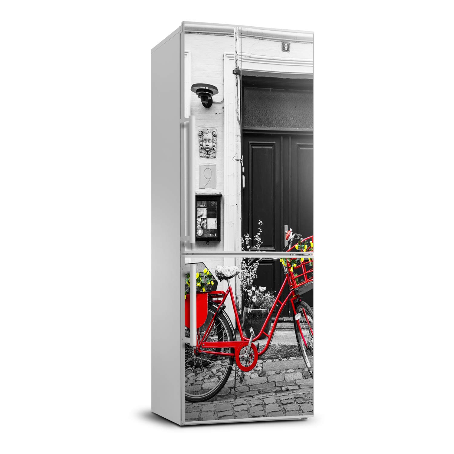 Autoadhesivo de refrigerador 70x190 cm lavable e impermeable diseño bicicleta urbana