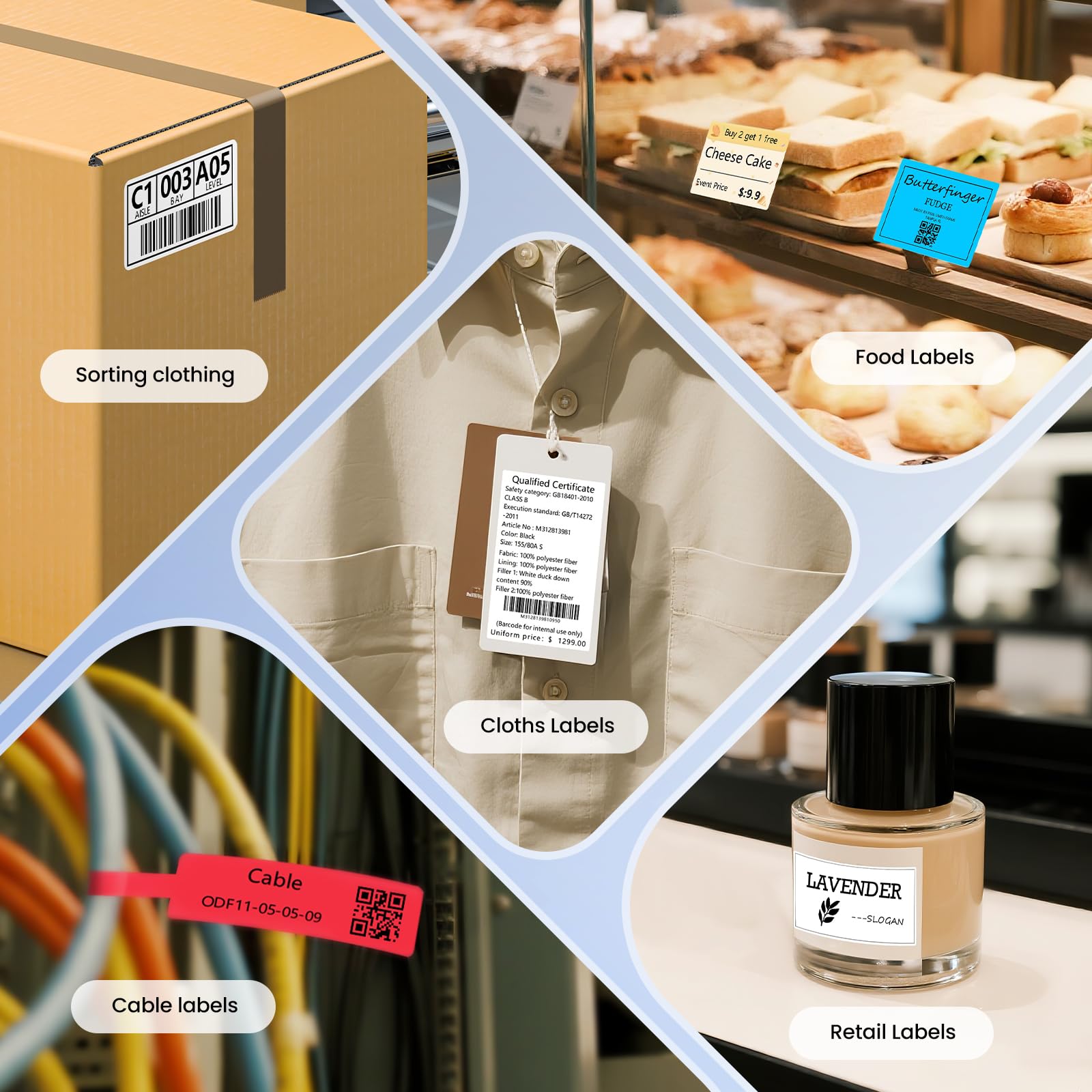 CLABEL Mini Stampante Etichette Portatile: 221B Bluetooth Termica Etichettatrice Adesive Codice a Barre Compatibile con iOS e Android Label Printer con 1 Rotolo di Etichette per Ufficio Casa(Blu)