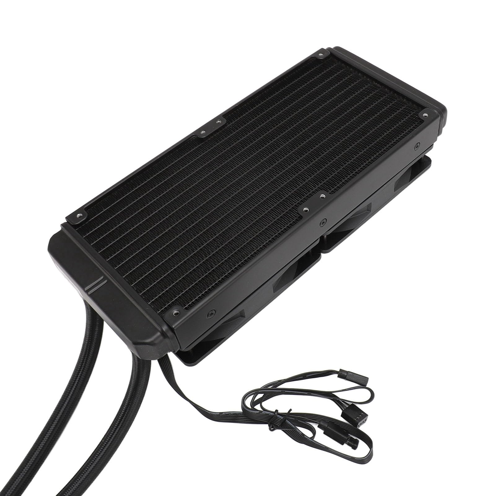 POENVFPO Chłodzenie Wodne Procesora 240 Mm Podwójny Wentylator 120 Mm PWM Synchronizacja z możliwością Regulacji dla AM4 AM3+ AM3 FM2+ FM2 AM5 - Jasne Oświetlenie ARGB (BLACK)