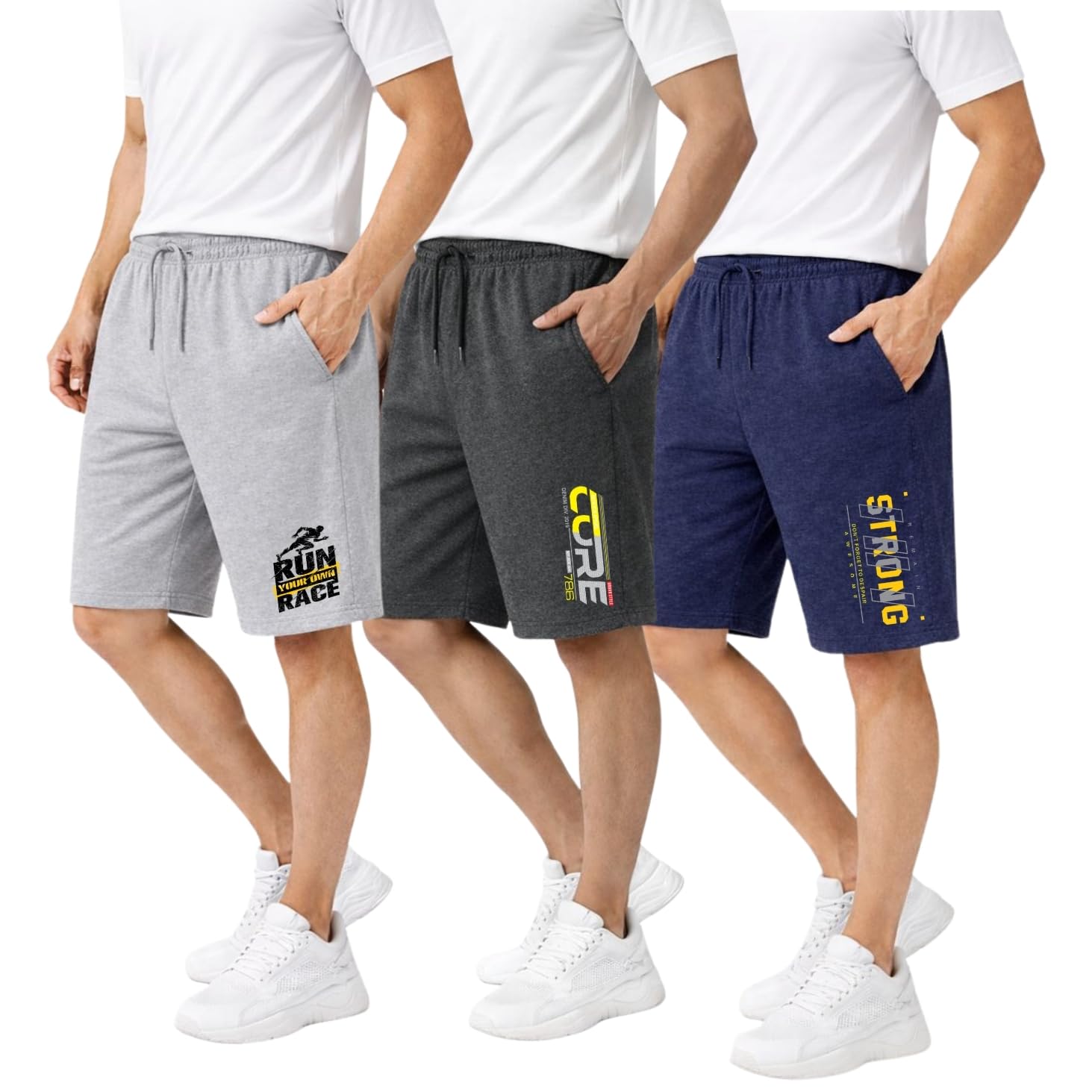 kart black Plus Sizes Men's Cotton Regular Fit Shorts (Pack of 3)-picture-41