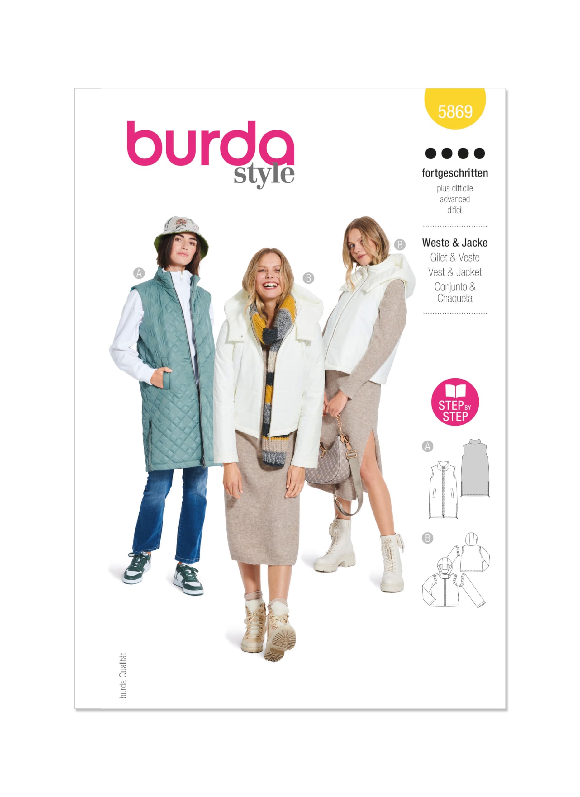 Burda Style Sewing Pattern B5869 Misses' Waistcoat & Jacket, Multicolour, 8-20 (34-44) - Image 2