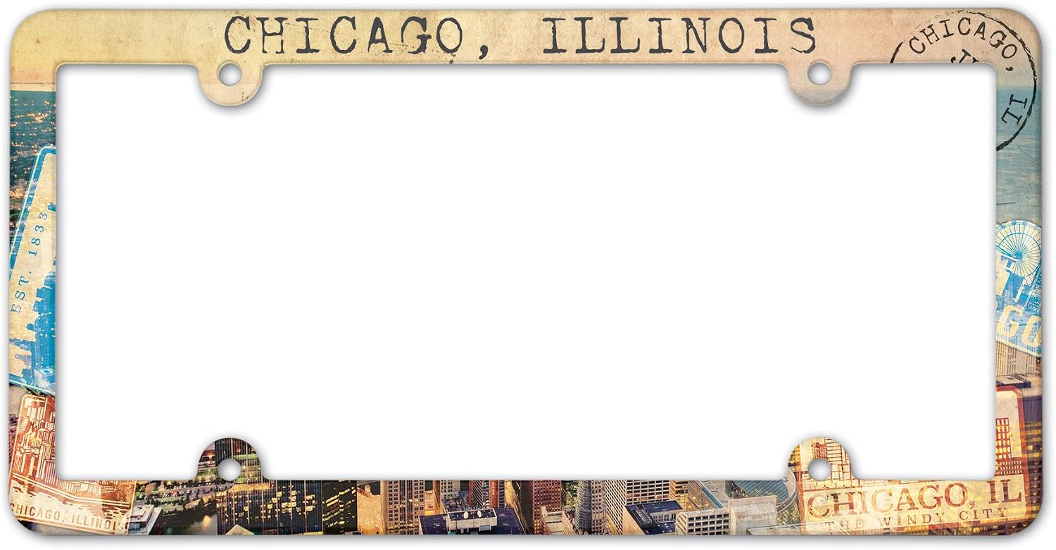 WinCraft Destination Illinois Chicago City/Illinois Chicago LIC Plate Frame Full ColorCity/Illinois Chicago LIC Plate Frame Full Color, Multi, NA