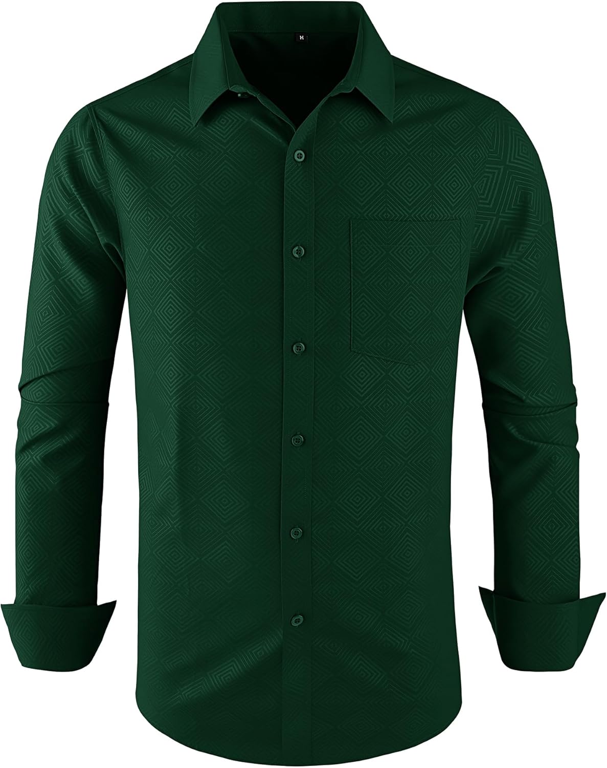 ZITY Mens Long Sleeve Button Down Shirt Jacquard Dress Shirts Casual Paisley Shirt for Wedding Party