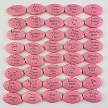 Personalised Chocolate Dragees with Your Text 400 g – Over 20 Colours to Choose From – Approximately 150 Favours 71% Cocoa – Handmade in France (Pear Pink)
