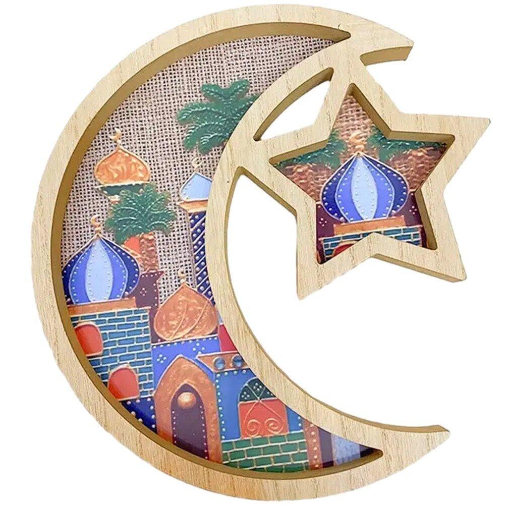 Plateau en bois de Ramadan de qualité supérieure pour une décoration chic d'Aïd Mubarak
