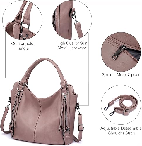 Miniatura 3 de Bolso de mano de piel sintética para mujer hobo moderno grande con correa de hombro ajustable A-black-3pcs-m, A-black-m, A-brown-3pcs-m, A-brown-m,