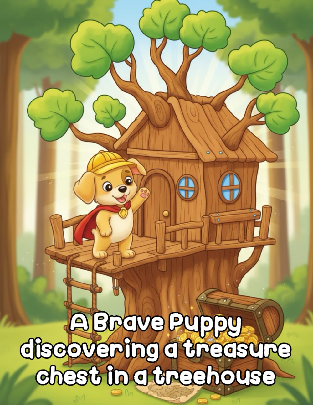 Brave Puppy Treehouse Adventure Coloring Pages | 44 Treasure Hunt Sheets: A Creative Journey for Kids with Cute Dogs, Hidden Maps, and Exciting Quests