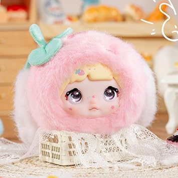 MINISO Nommi Nuomier Sweetness 100% Series Plush Blind Box Keychain with 3 Changeable Eye Expressions, Cute Head-Only Collectible Charm for Bag & Keys, Random Style Single Box