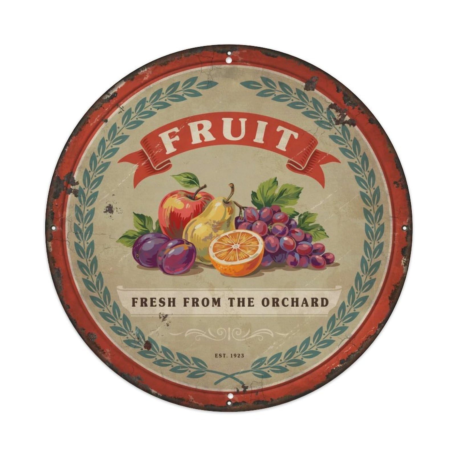 Kitchen-Fruit-Tin Metal Tin Sign Plaque