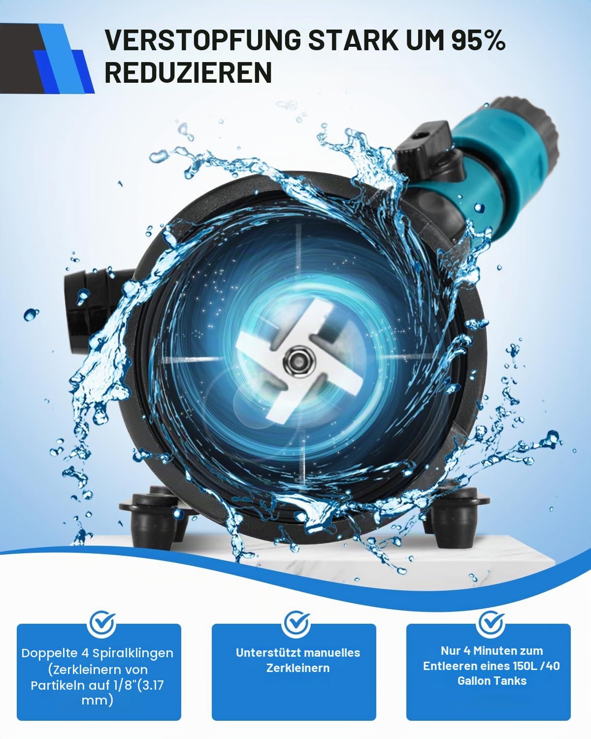 YUCHENGTECH 12V Zerkleinerungspumpe 12GPM 45L/min | für Wohnmobil Marine Yacht Boot