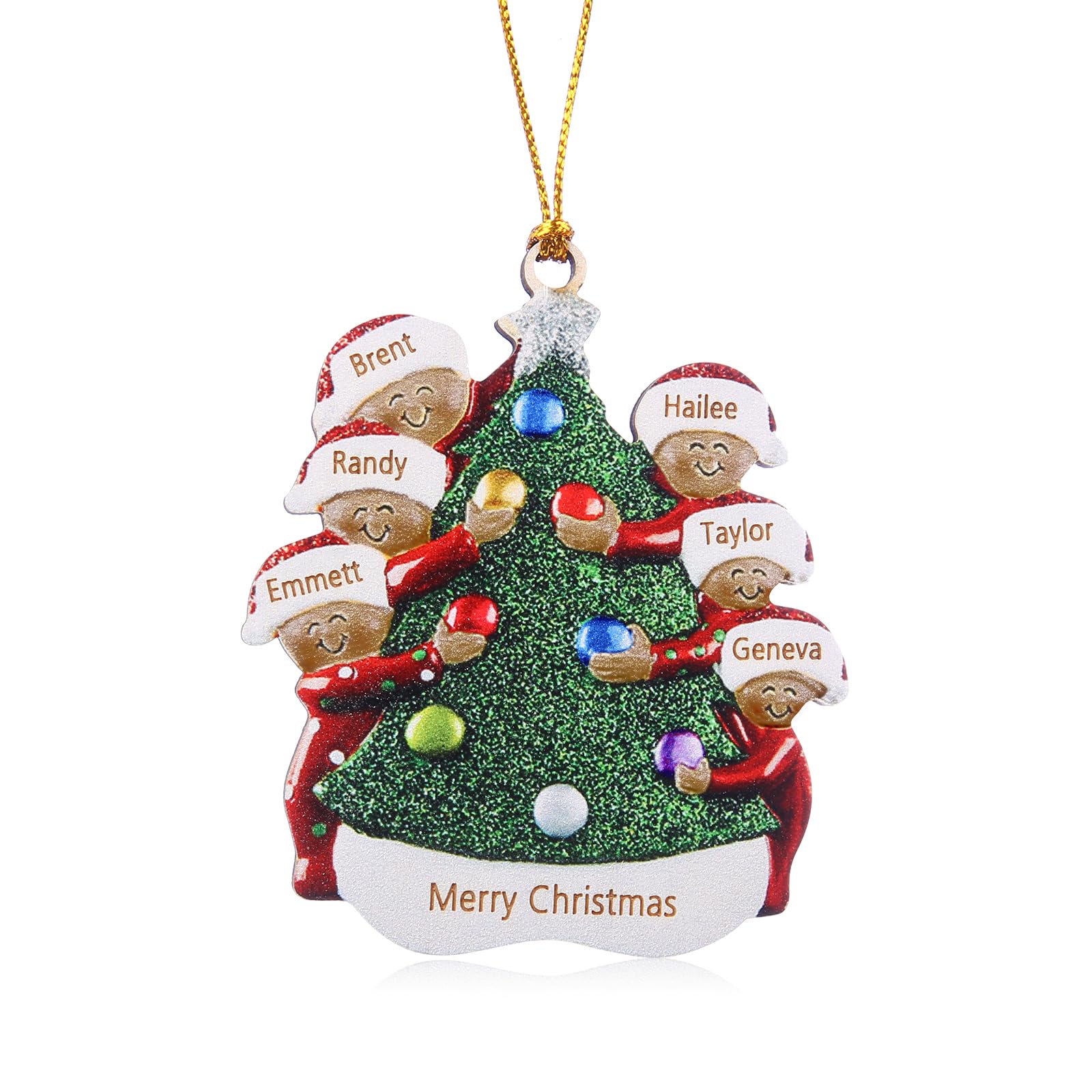 Wamantic Personalised Christmas Decorations, Custom Christmas Ornaments Family of 2-8 Name, Personalised Christmas Tree Ornament Decorations Creative Xmas Ornaments Home Decorations (Color-6, 6-Names)
