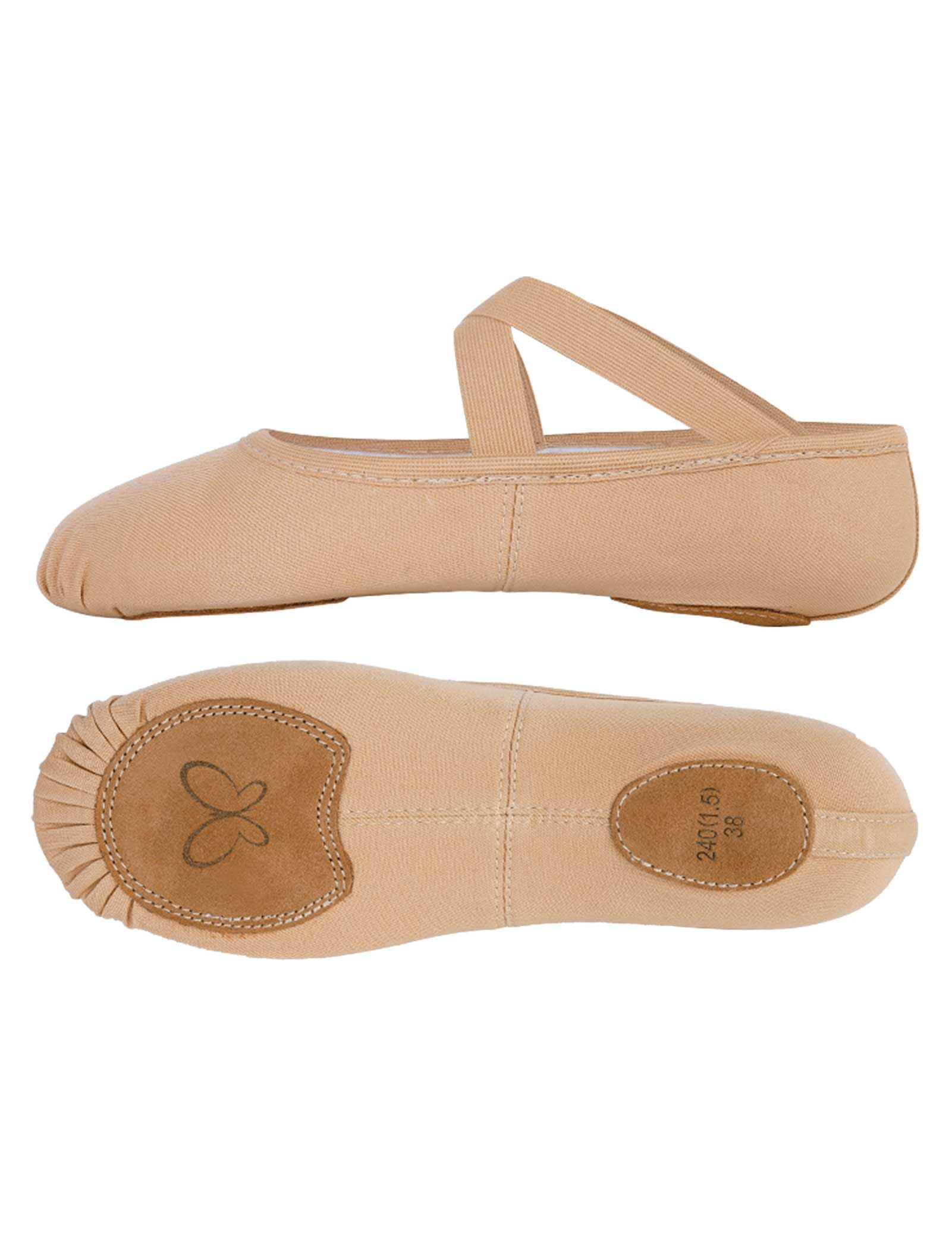 Girls Ballet Shoes for Big Kids Split-Sole Toddler Canvas Flats for Kids Dance Brown