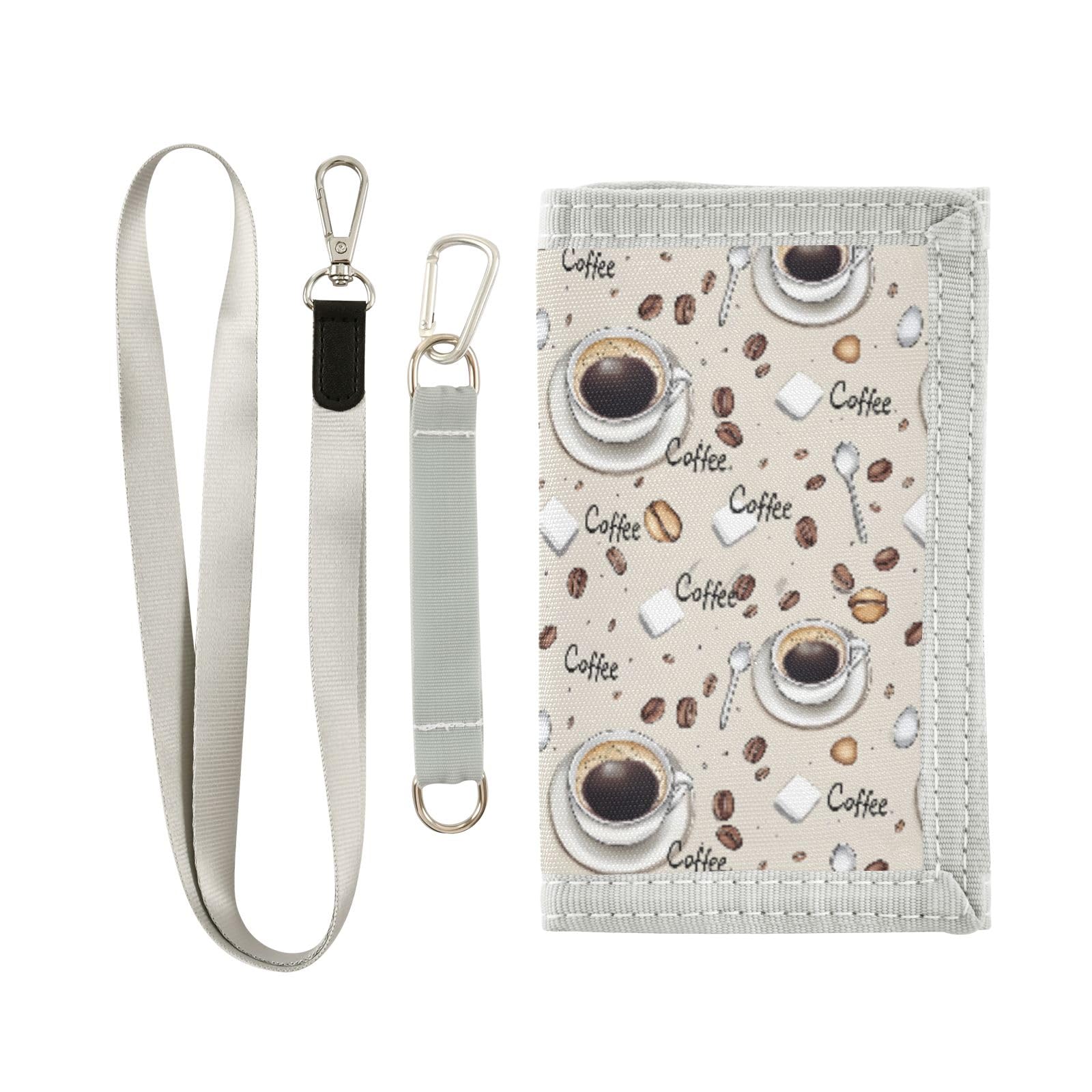 ALAZA Kids Wallets for Boys Girls Toddler Trifold Wallet Children Small Coffee Cups Spoon with Zipper Coin Pocket