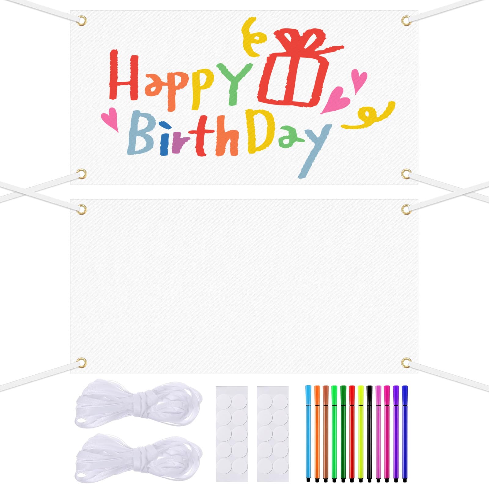 Striscione di buon compleanno in bianco e nero, decorazione moderna per feste - Italia