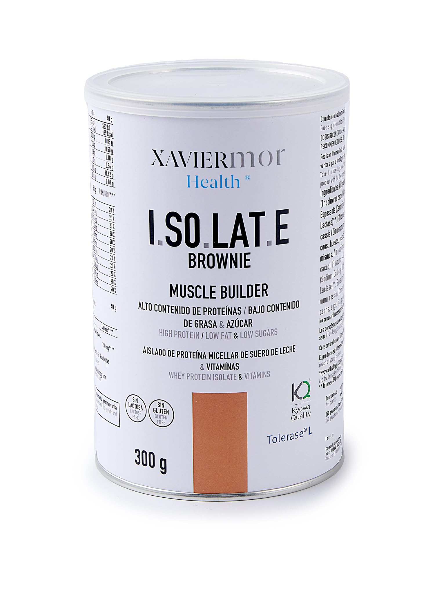Proteína Aislada Isolate Whey 90% Sabor Brownie, 300g, con Caseína Micelar, L-Glutamina Kyowa y DigeZyme, para Recuperación Muscular