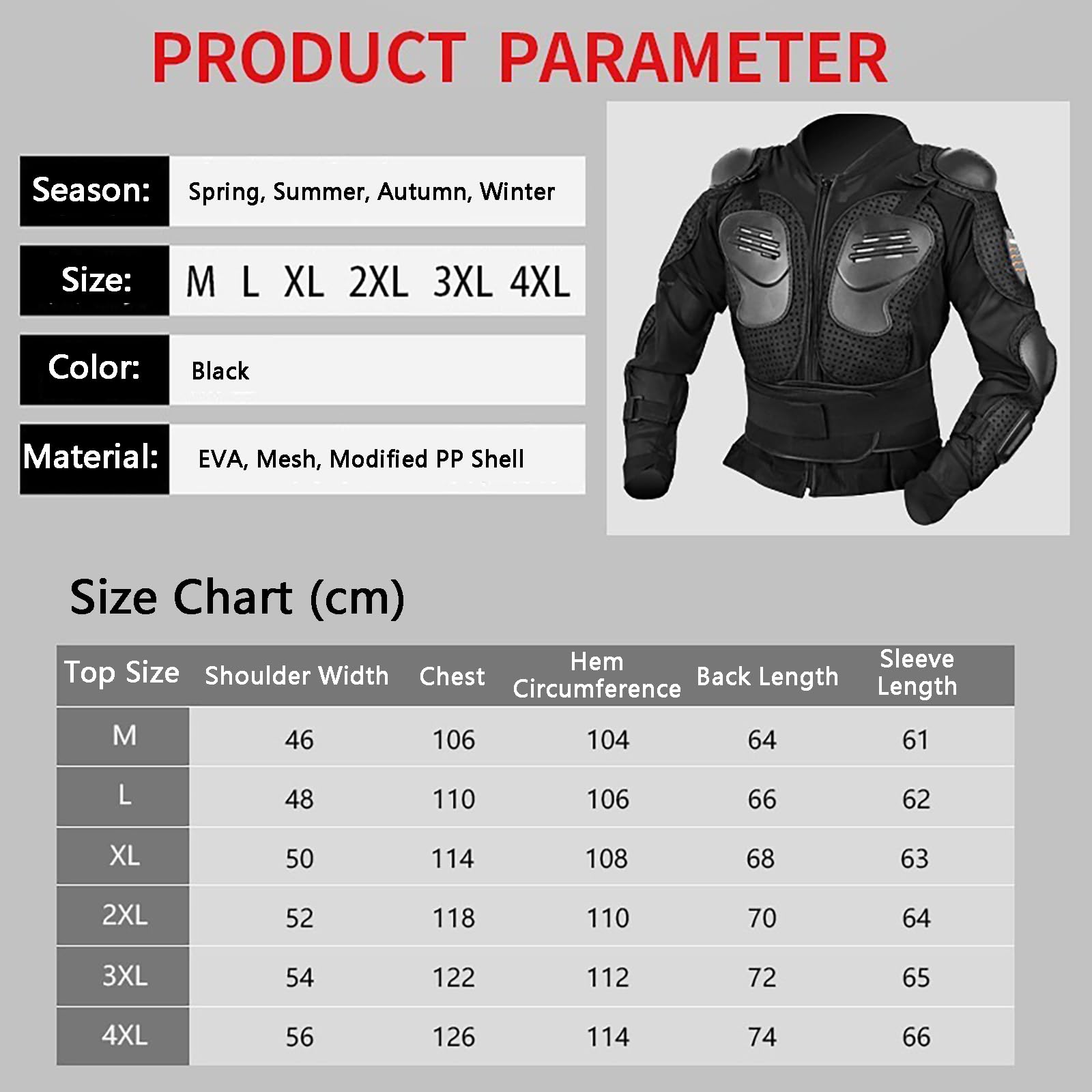 Chaqueta De Protección Integral Hombre para Motociclista, Protector De Pecho Y Espalda, Chaqueta Transpirable para Motocross, Moto De Cross Y ATV