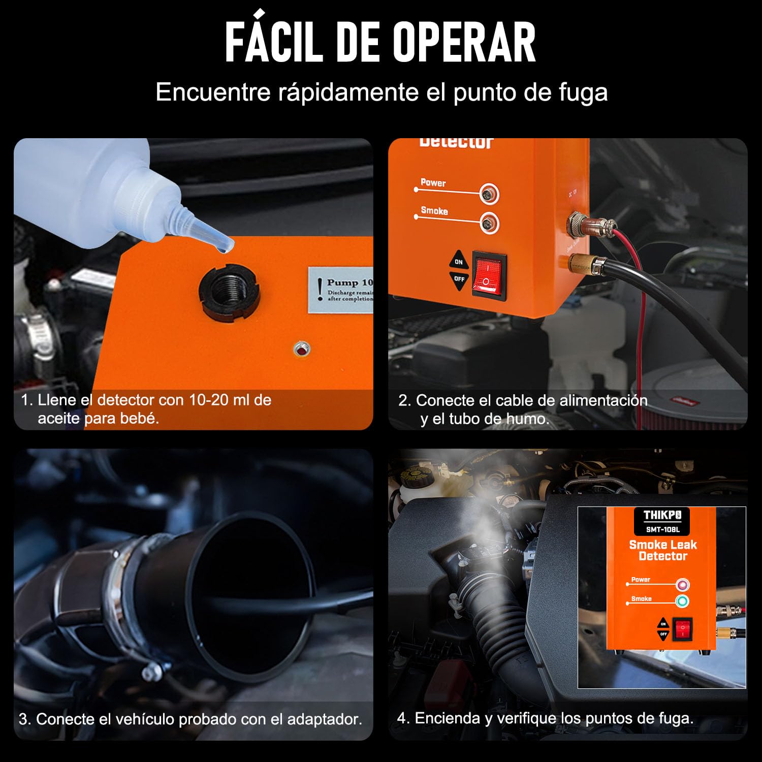 Détecteur de Fuite de Fumée avec Pompe à Air Intégrée – Machine à Fumée Automobile 12V pour Diagnostic EVAP, Système de Carburant, Admission, Échappement et Tuyauterie