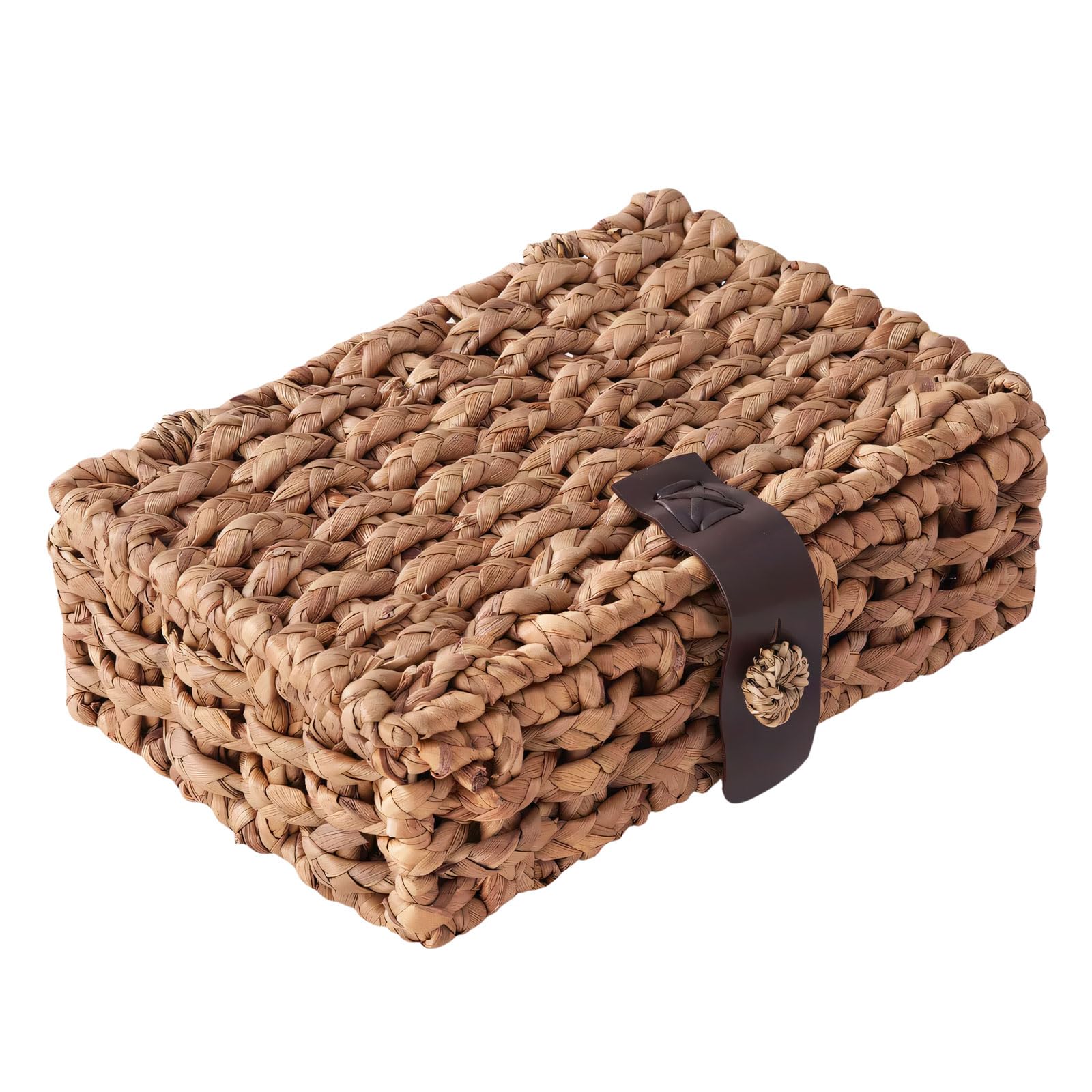 Panier décoratif tissé naturel en rotin haut de gamme fait main avec couvercle