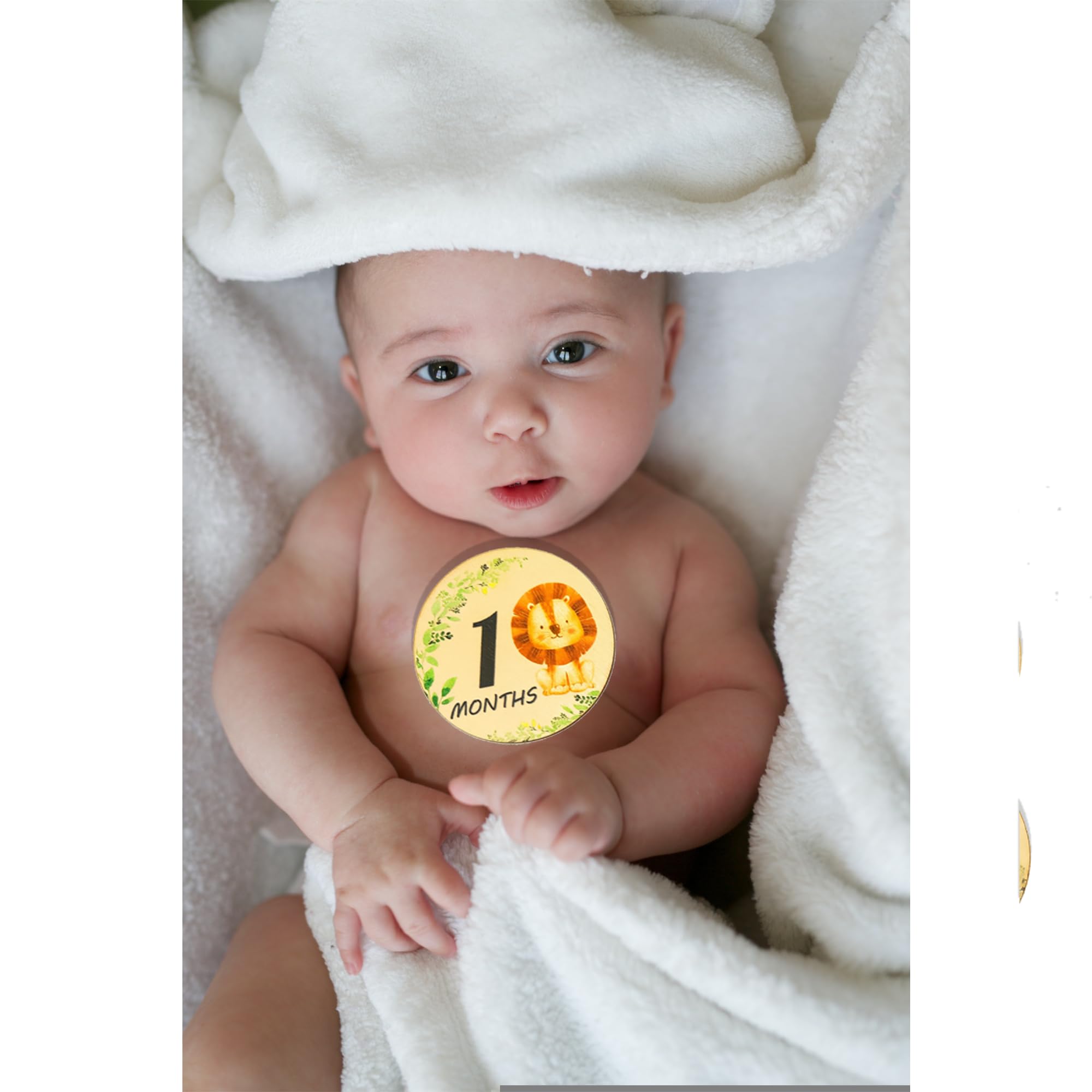 Baby-Erinnerungskalender für das erste Jahr mit Aufklebern & Baby-hölzerner monatlicher Meilenstein-Fotokarten, 12 Monate hölzernes Andenken Geschenk für Babyparty, Neugeborene, Eltern, Kinderzimmer