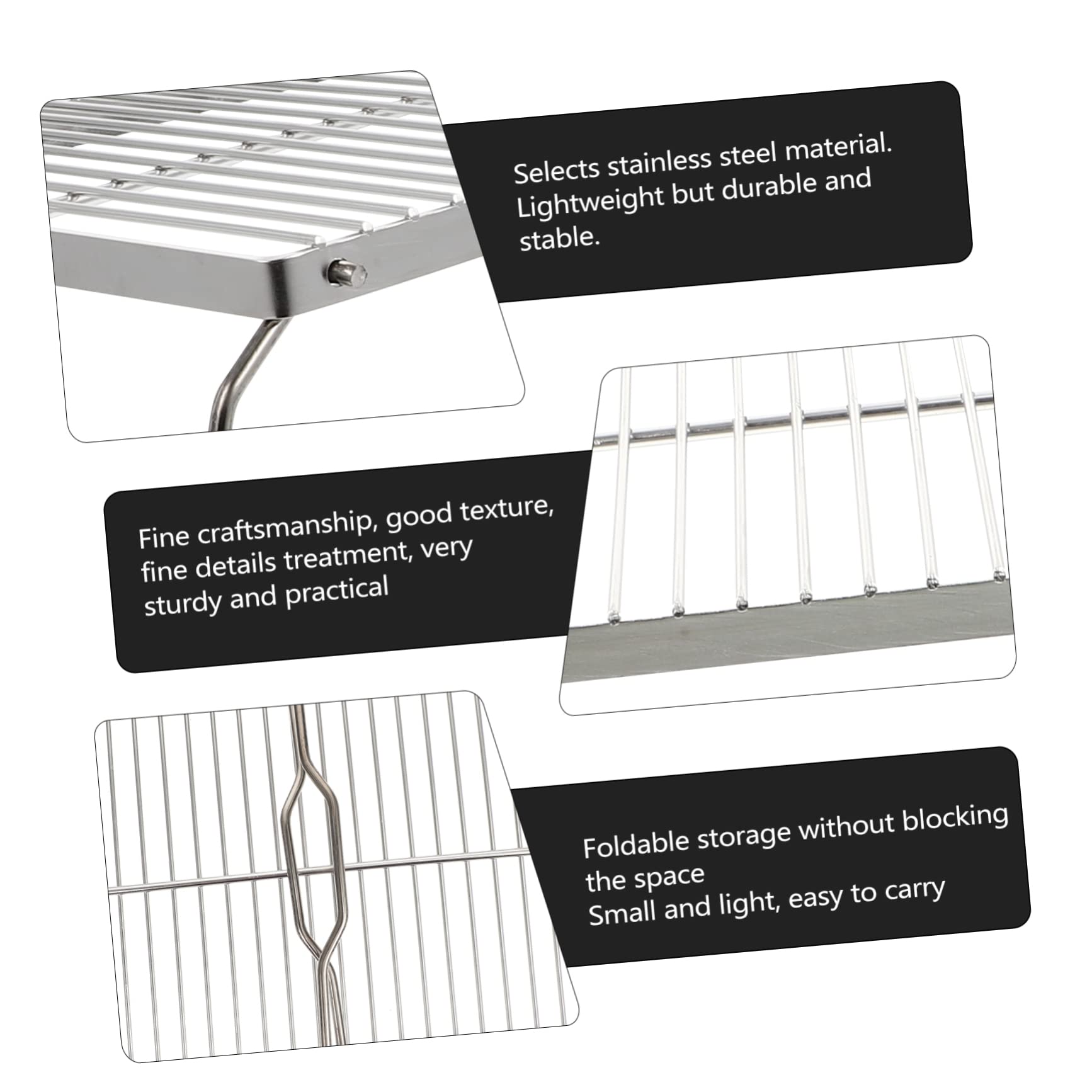 BESPORTBLE Stainless Steel Bbq Grill Folding Charcoal Grill Outdoor Camping Barbecue Rack