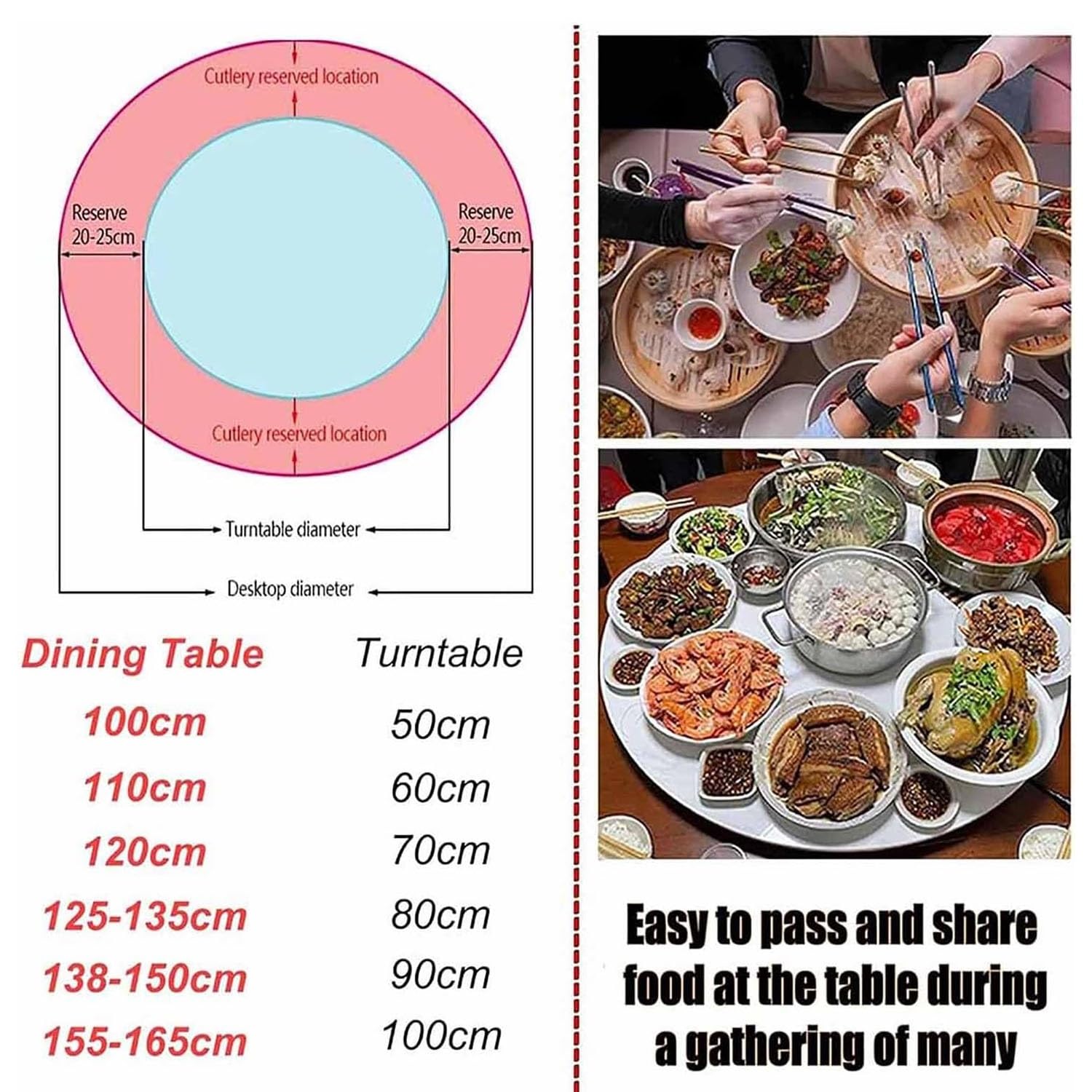 Rotondo Lazy Susan Piatto Giradischi, Vassoio Girevole Centrotavola in Ardesia Ø 60~100 cm, Piatto di Servizio for Tavolo da Pranzo(Glossy Dark Gray,40"/100cm)