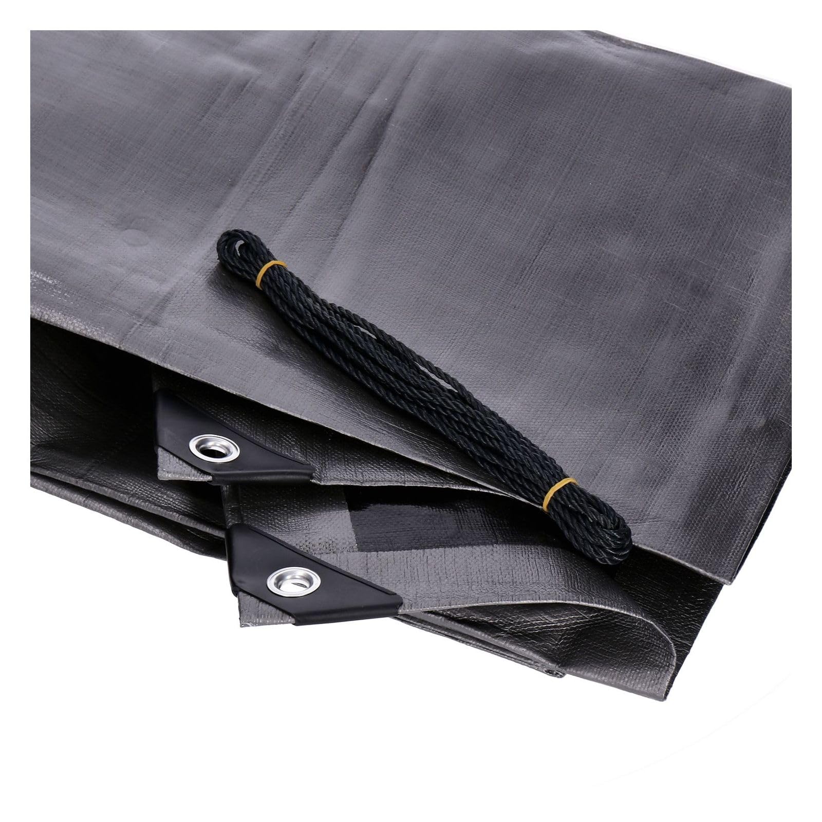 Bâche en PE renforcée 5x5m, 140g/m², avec 4 Cordes de Fixation, œillets en Aluminium Tous Les 50cm, Coins et Bords renforcés - Imperméable, indéchirable, UV stabilisée, Étanche