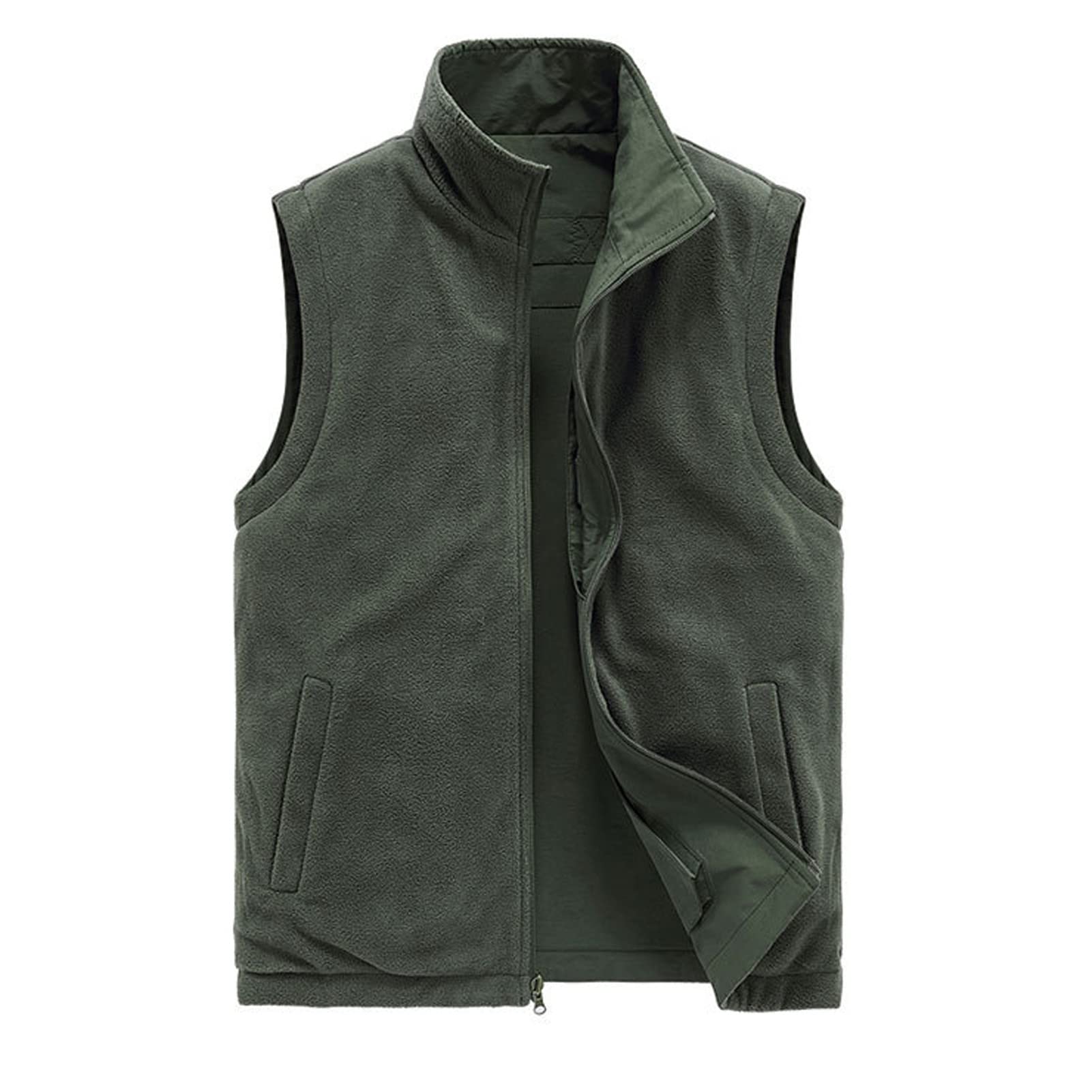 Chaleco de forro polar reversible con múltiples bolsillos para hombre Outwear al aire libre Casual Zip Up Chaleco de pesca Chaqueta Reporteros Fotografía Abrigo de viaje negro-L