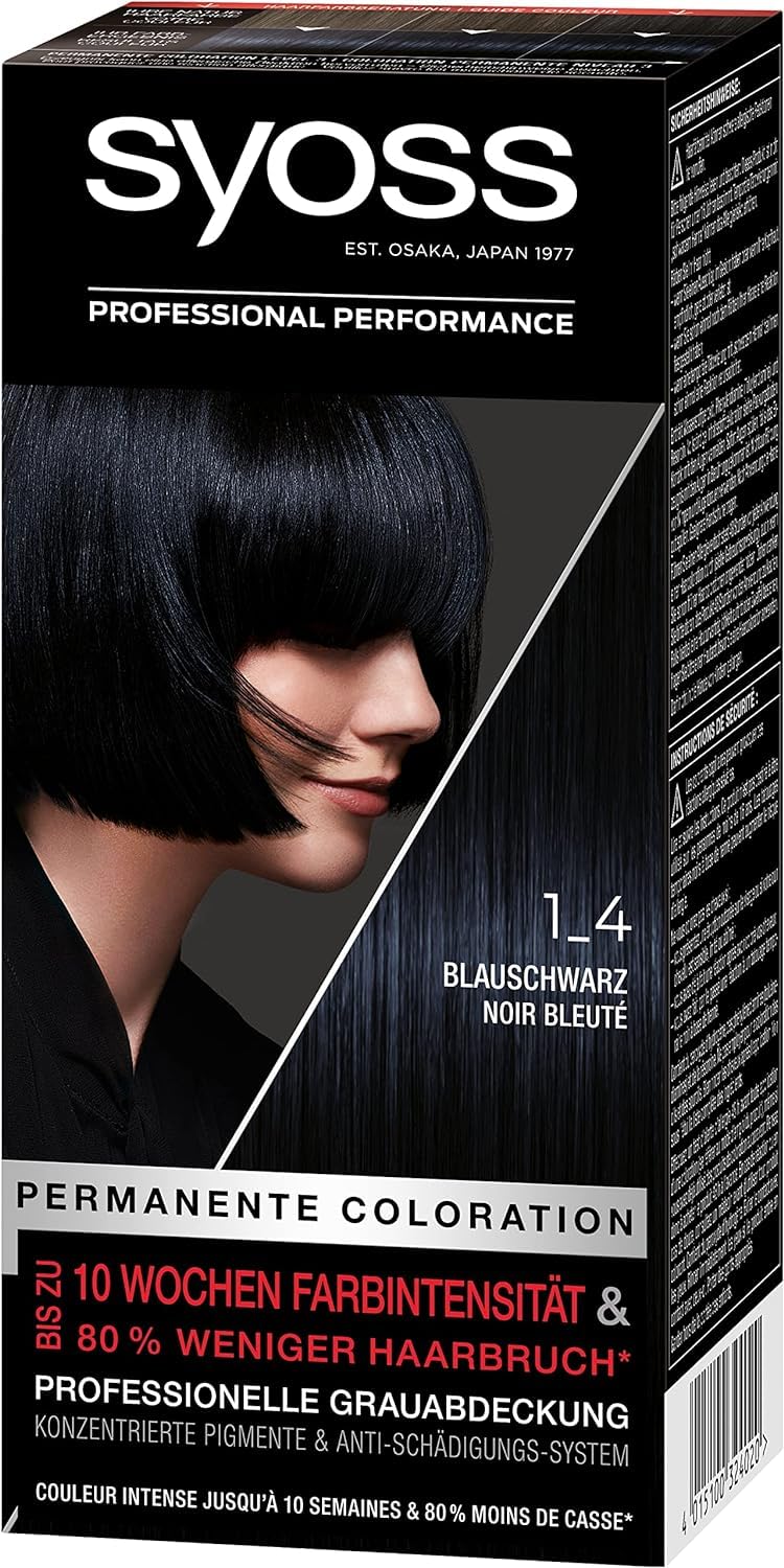 Colour Coloration 1_4 Blue Black Level 3 (3 x 115 ml), Permanent Colouration for up to 10 Weeks of Colour Intensity and 70% Less Hair Breakage*