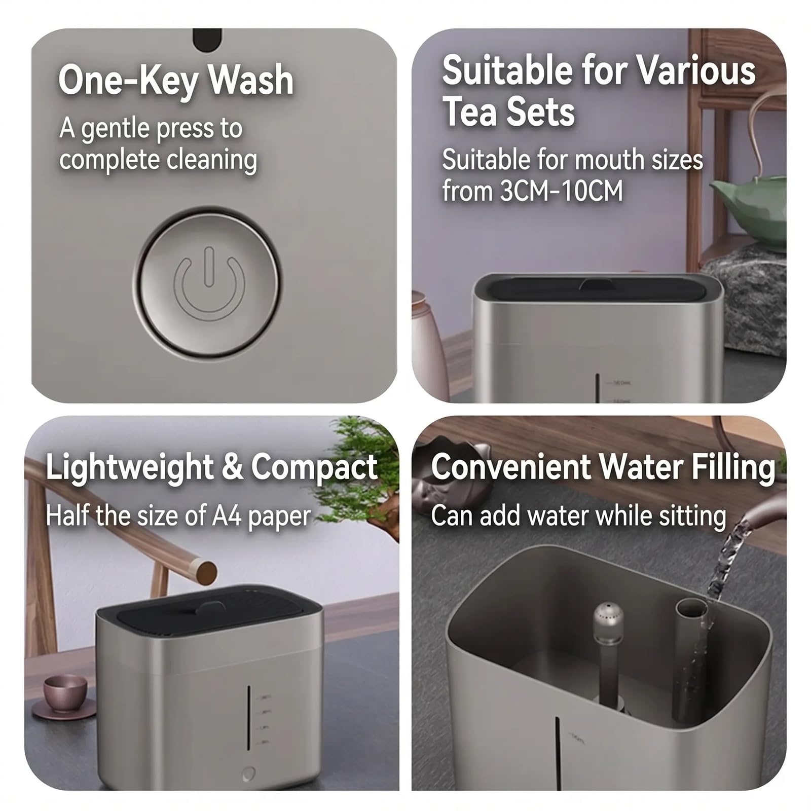 Lavavasos eléctrico portátil, dispositivo de lavado con depósito de agua de 1800 ml, Tazas De 3-10 Cm De Diámetro, ideal para la limpieza de vasos en hogares, bares, cafeterías y oficinas.