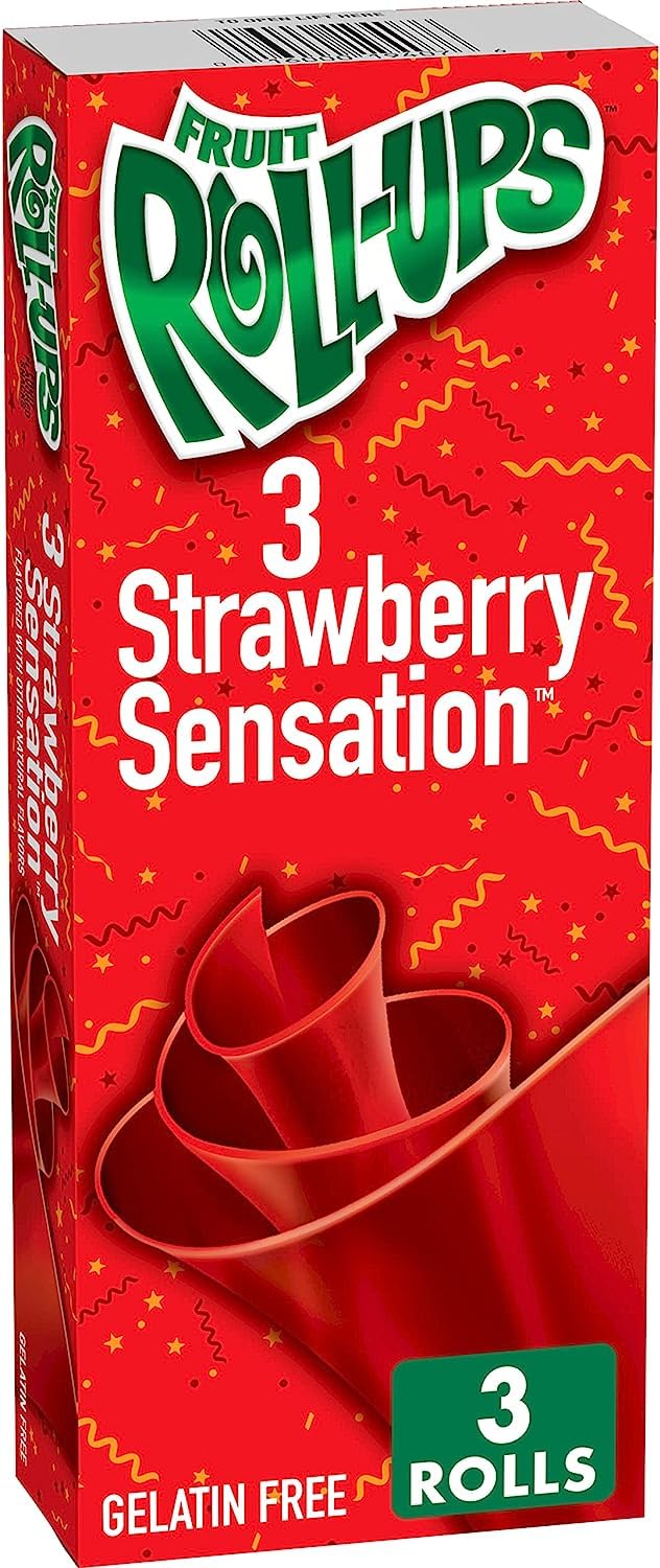 Fruit Roll-Ups, Strawberry Sensation, 3 Rolls, 42g