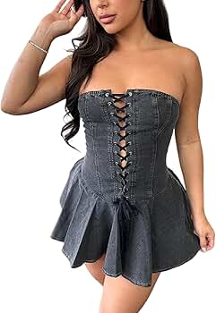 Amazon.com: SHINFY Women's Summer Denim Dress Sexy Off
