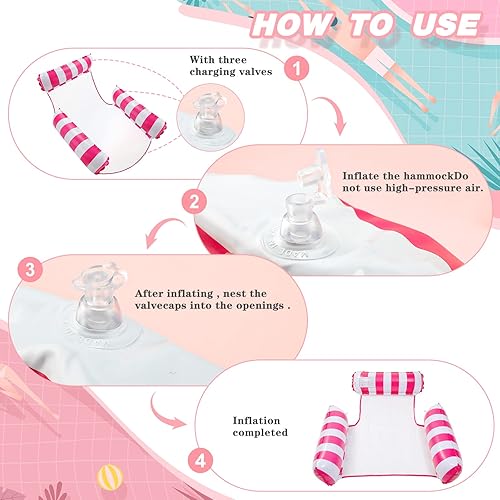 Miniatura 9 de Flotadores de piscina, hamaca inflable para piscina, hamaca inflable para adultos, hamaca de piscina multiusos para vacaciones de adultos