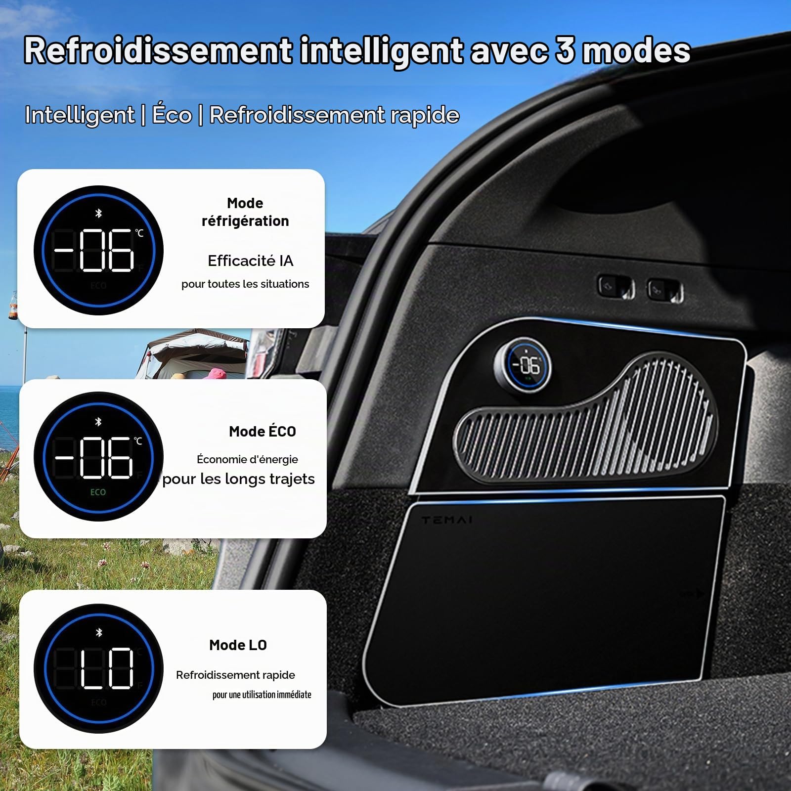Tesla Model Y Junpier 2025+ Réfrigérateur de voiture, capacité de 16 L, réfrigérateur de coffre de voiture de 21 à 24, facile à installer, refroidissement efficace, refroidisseur de