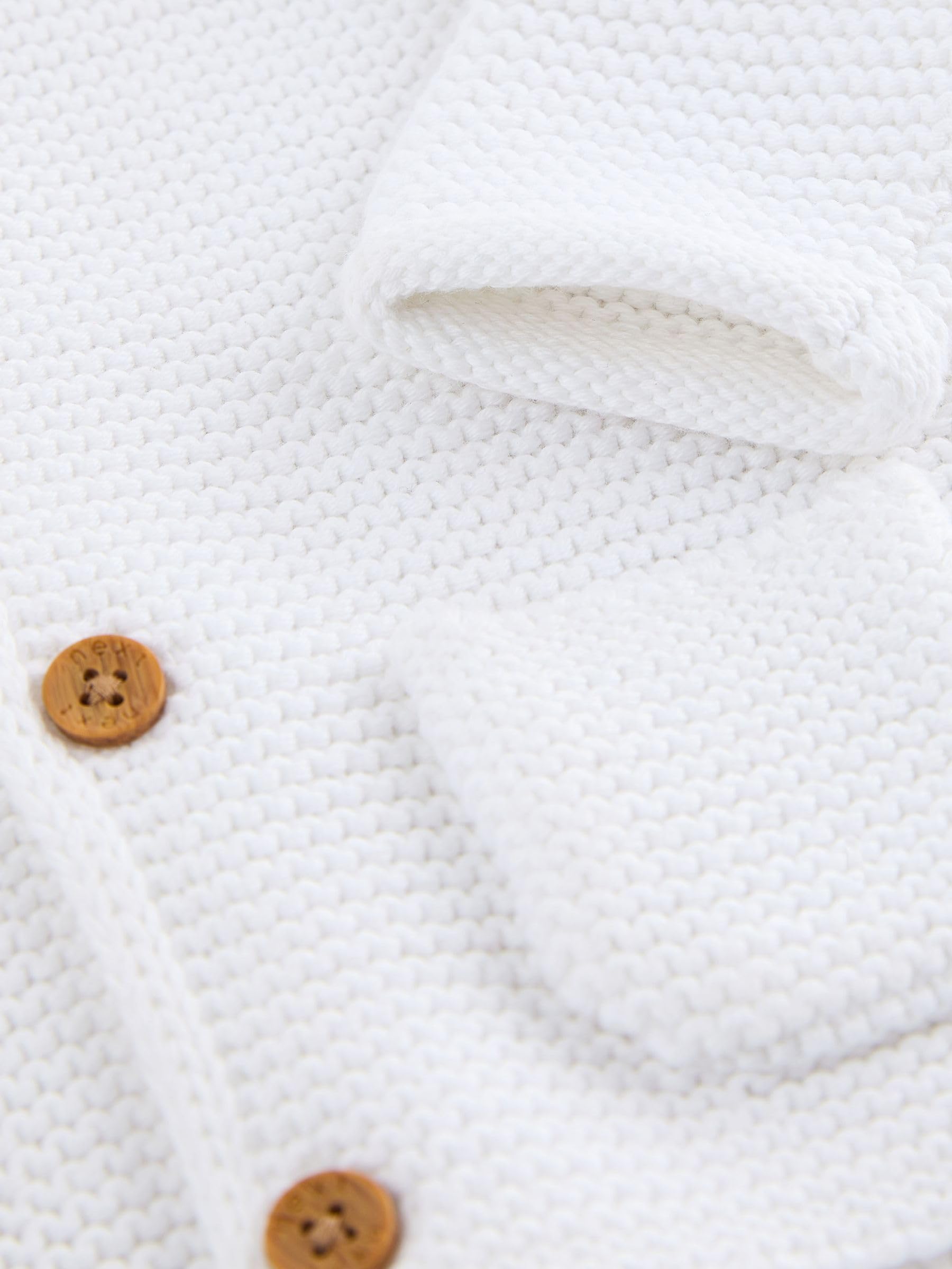 NEXT Unisex Bambino Cardigan in Maglia con Cappuccio per Neonati Bianco 6 Mesi-9 Mesi