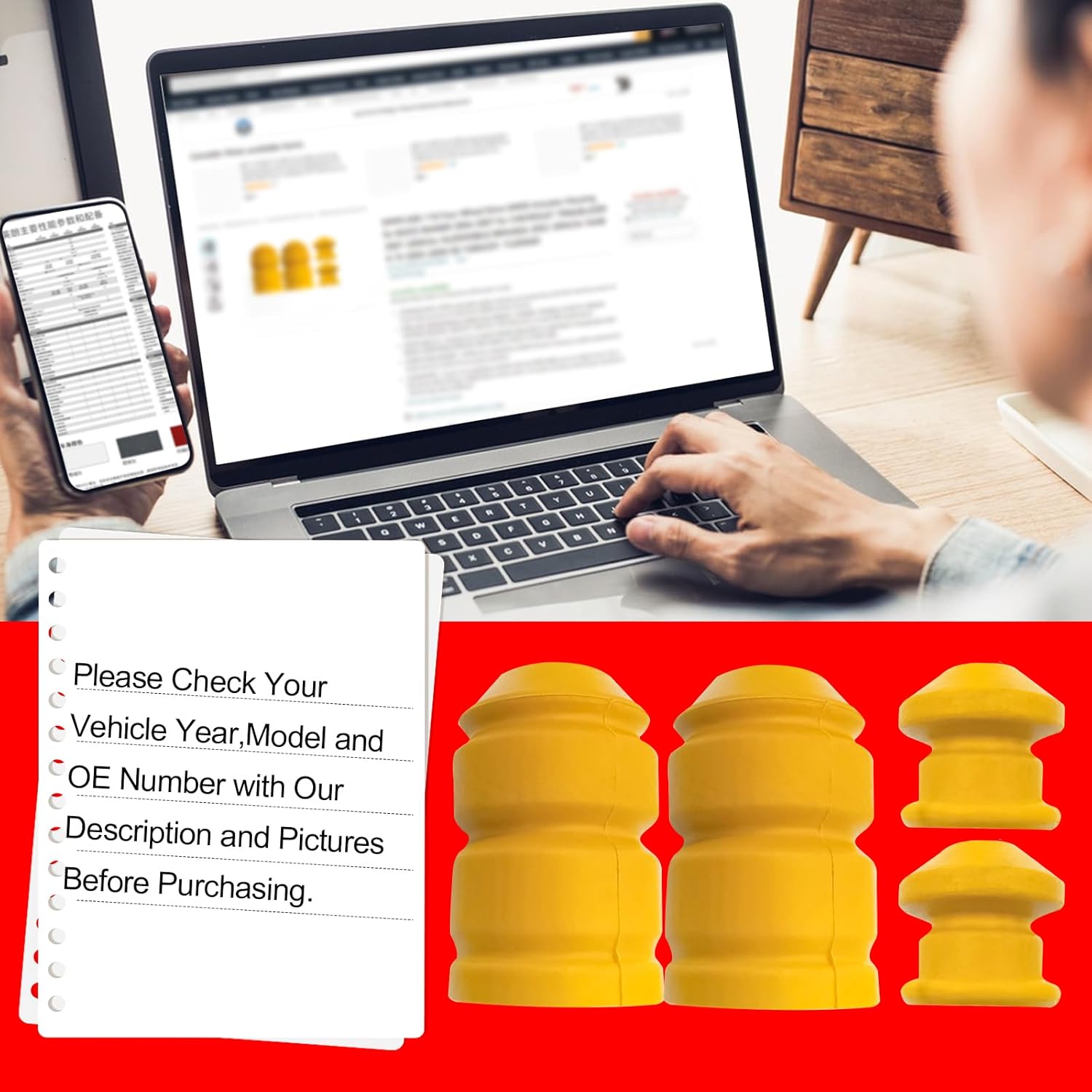 SMMS 4PCS Axle Bumper Rear and Front, Control Arm Jounce Bumpers for Hummer H3 H3T 2006 2007 2008 2009 2010, Bumper Stops Replace 15295277 15783030